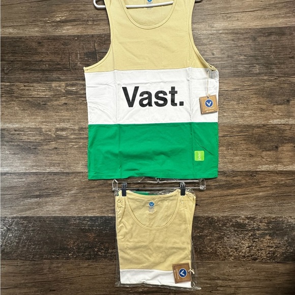 Vast Life Men's Colorblock Tank Top - Green, White, Tan - Picture 1 of 7